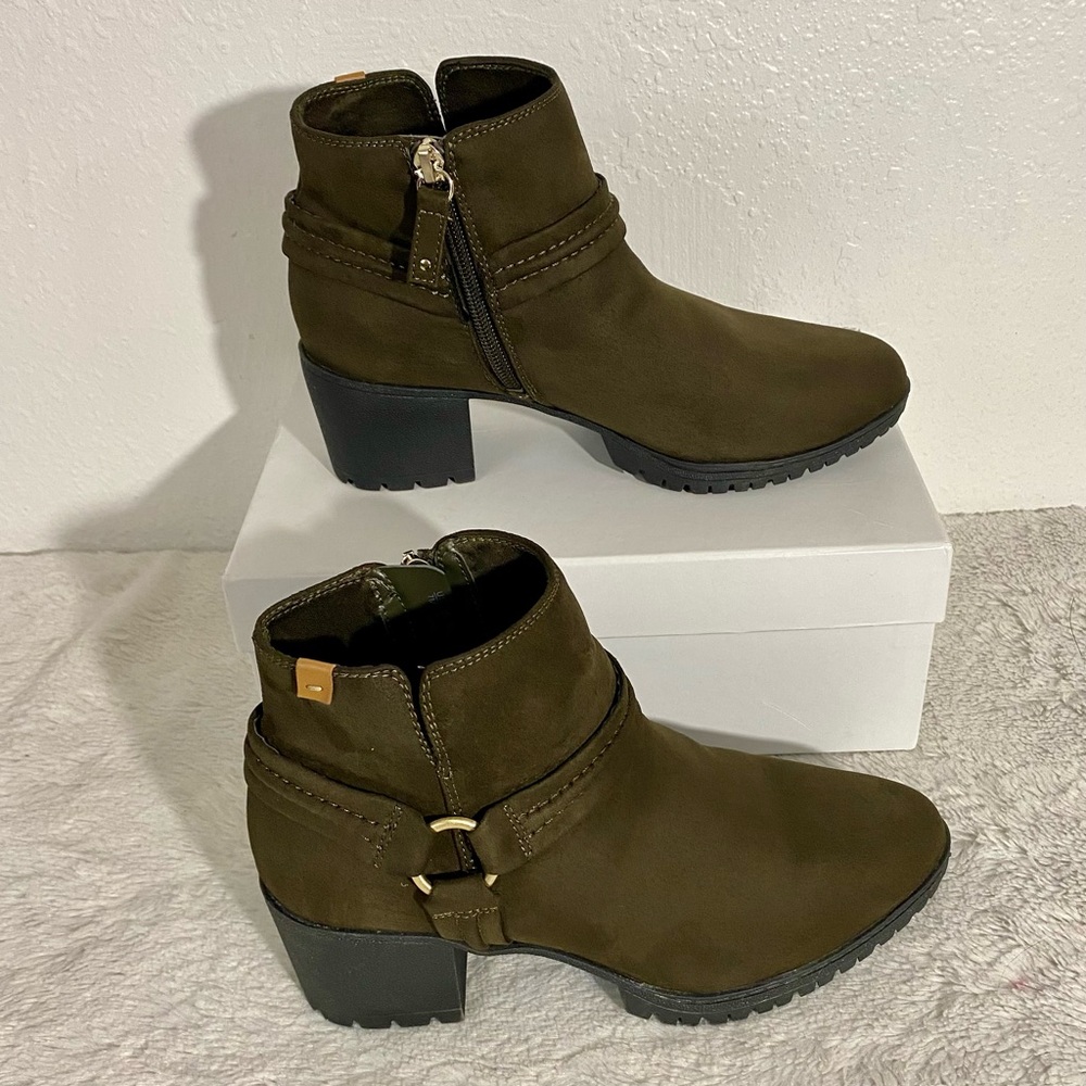 Dr. Scholl’s Laney Lug Booties Women’s Size 7M Vegan Olive Green/Brown - Picture 3 of 12